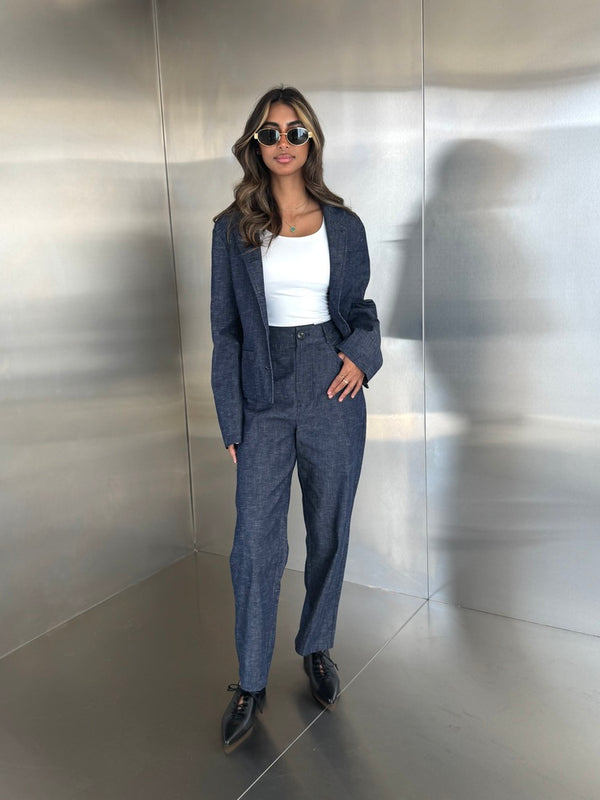 Big Button Soft Denim Set