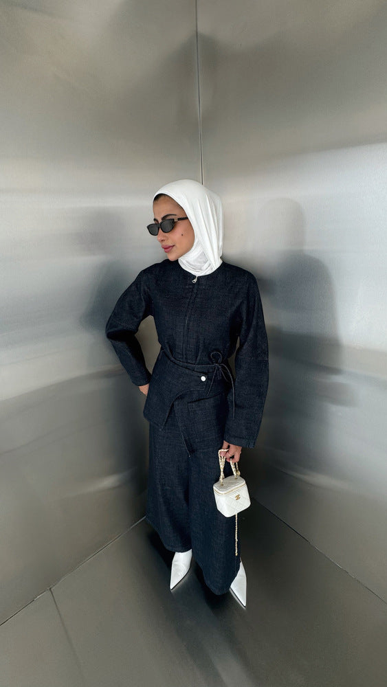Denim Round Neck 3PC Set