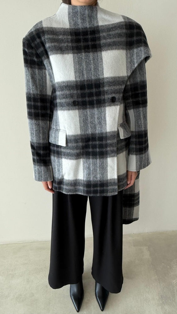 Plaid Scarf Woolen Coat