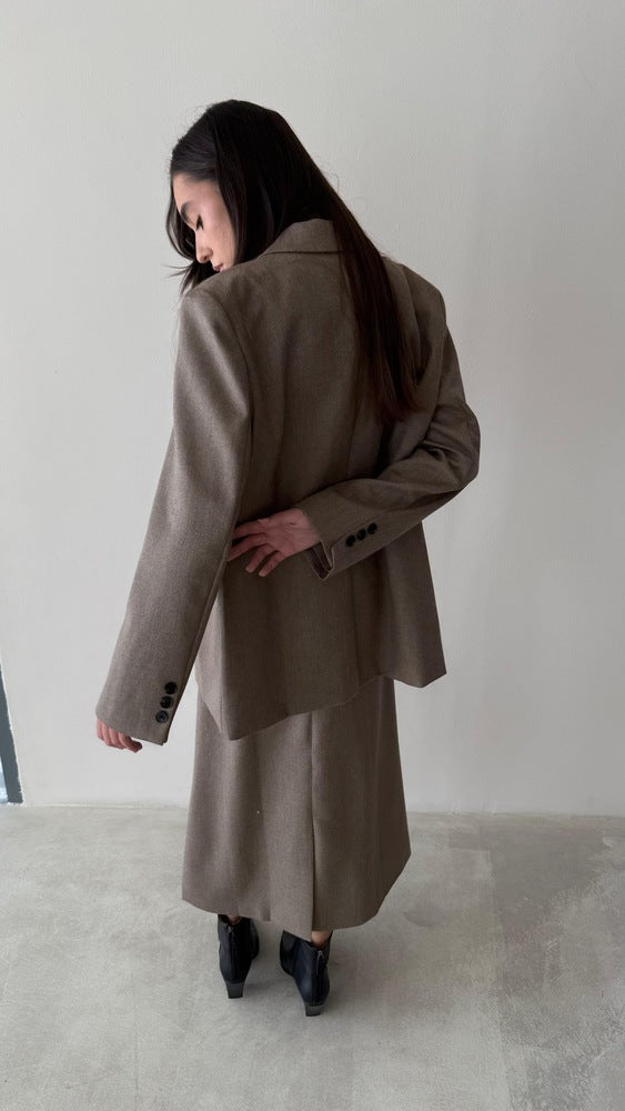 Loose One-Button Blazer Skirt Set