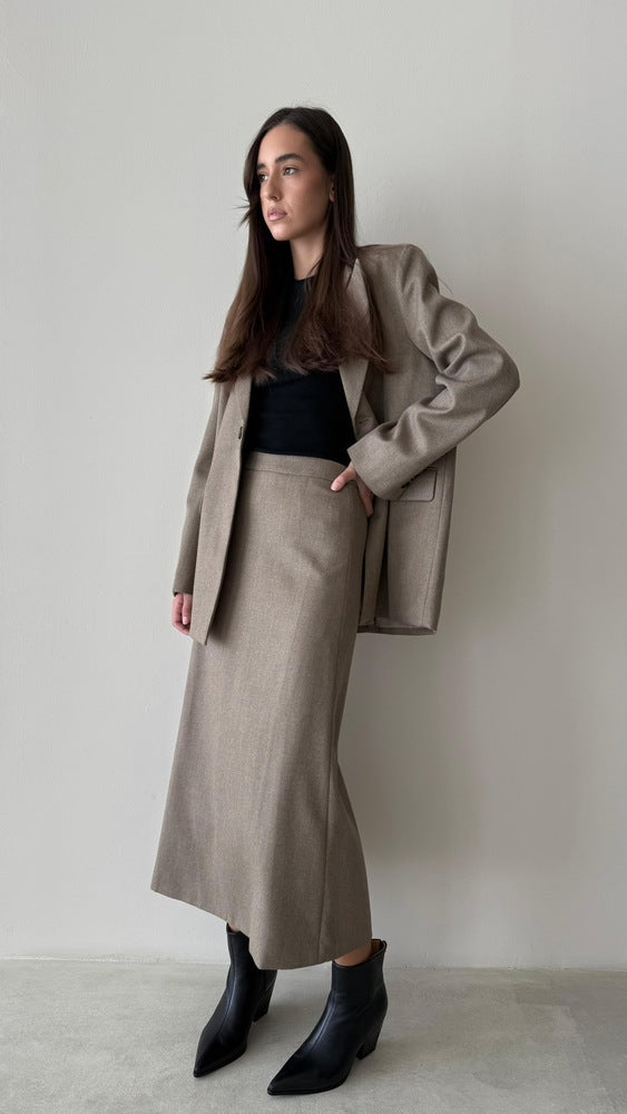 Loose One-Button Blazer Skirt Set