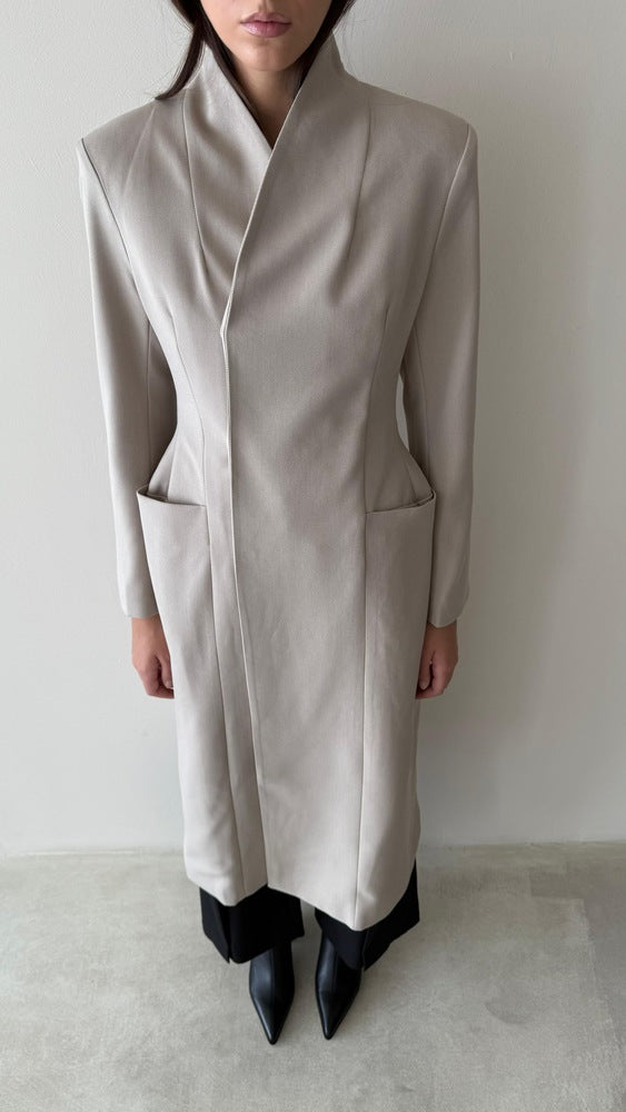 3 Buttons Pocketed Long Blazer