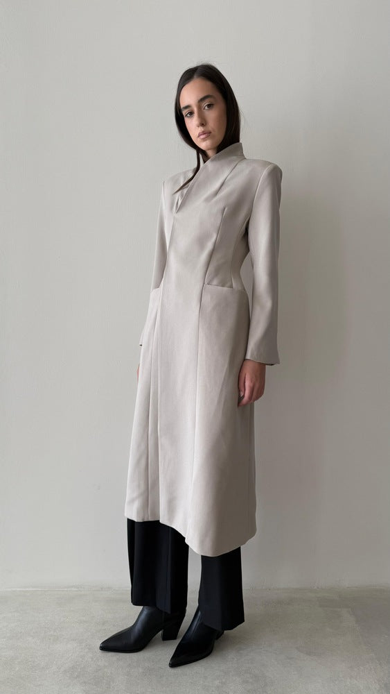 3 Buttons Pocketed Long Blazer