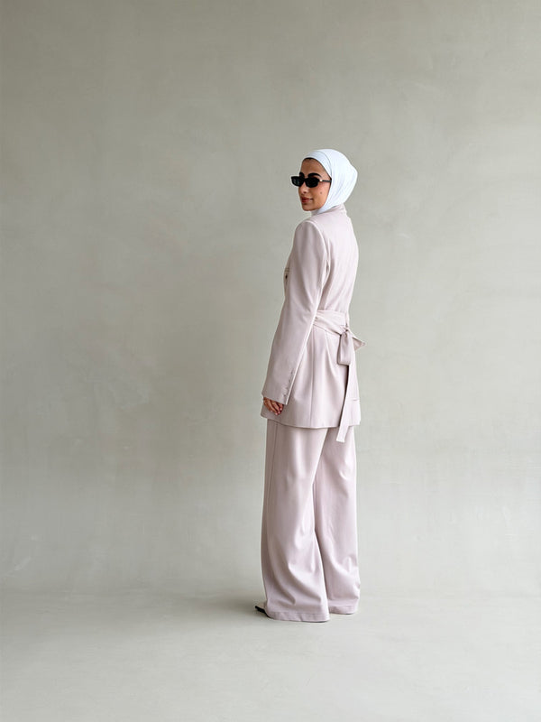Tonal Belted Pants Suit