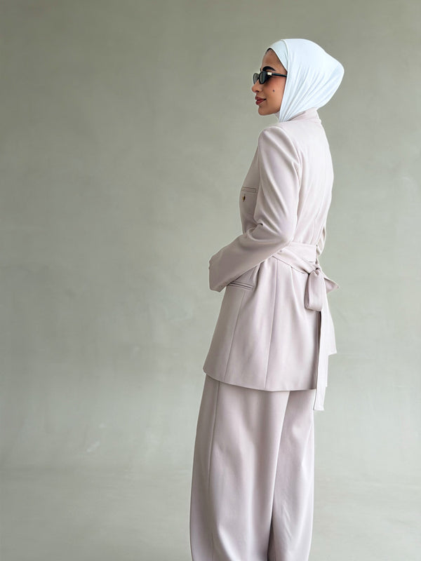 Tonal Belted Pants Suit