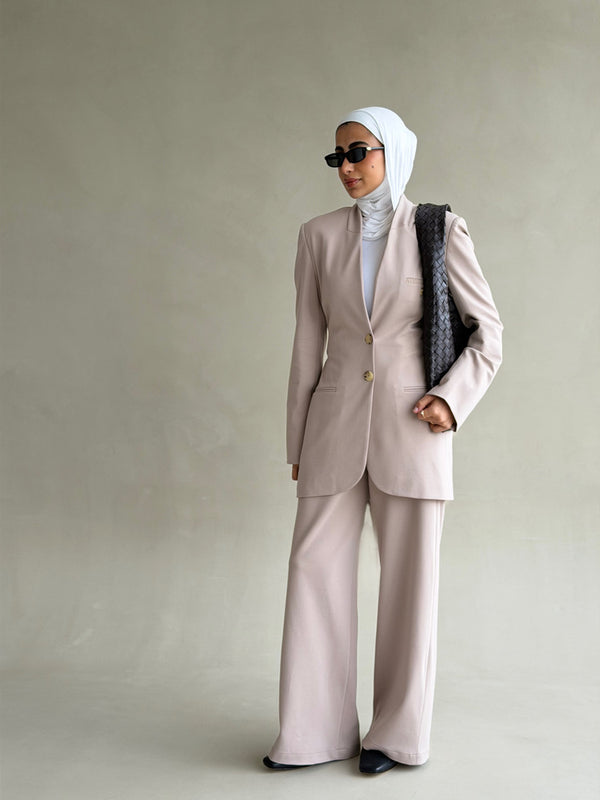 Tonal Belted Pants Suit