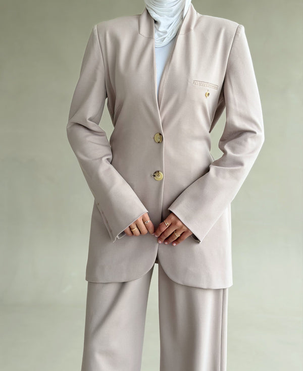Tonal Belted Pants Suit