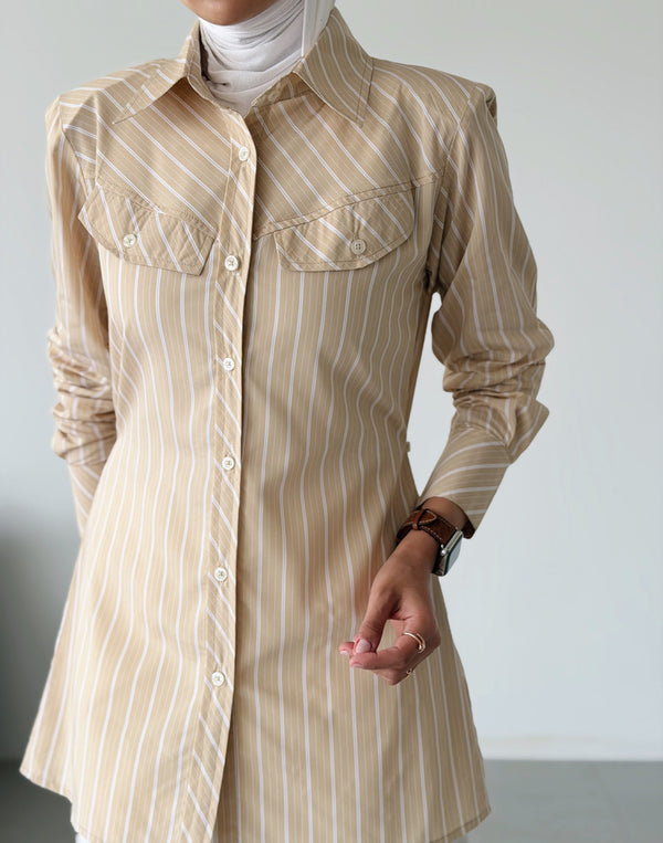 Side Buttoned Plaid Shirt
