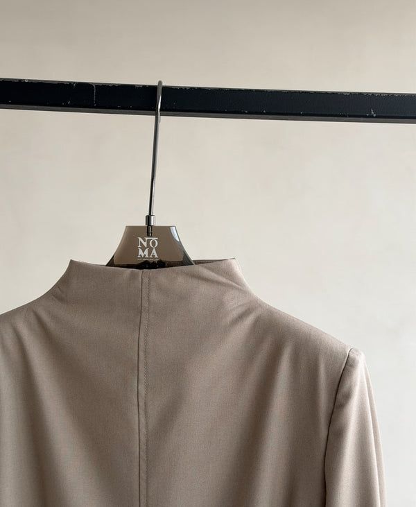 High-neck Belted Shirt