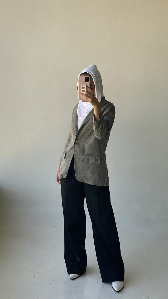 Casual Single Button Blazer  مجموعة الكتان