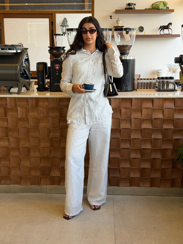 Diagonal Stripe Linen Shirt & Pants