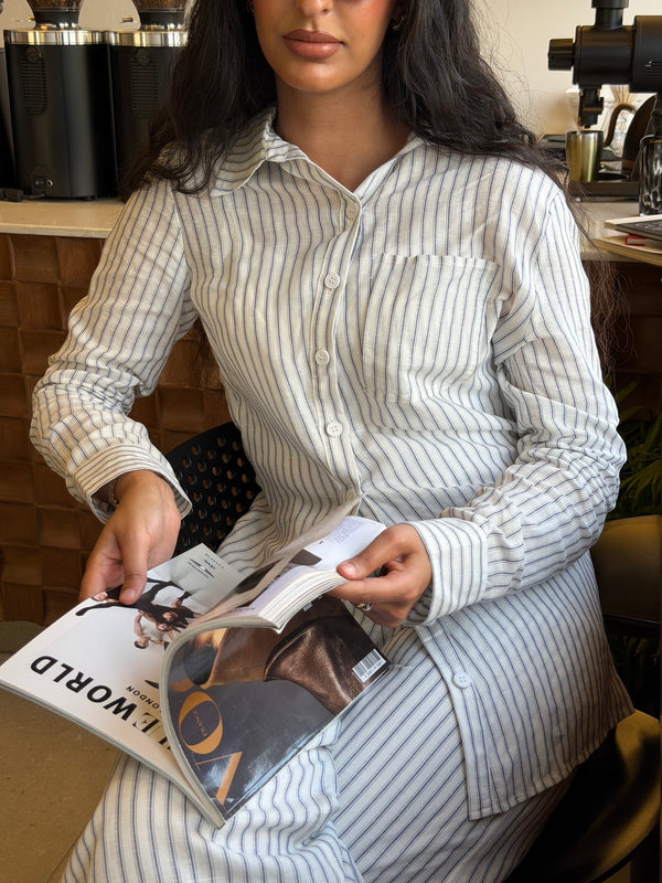 Diagonal Stripe Linen Shirt & Pants