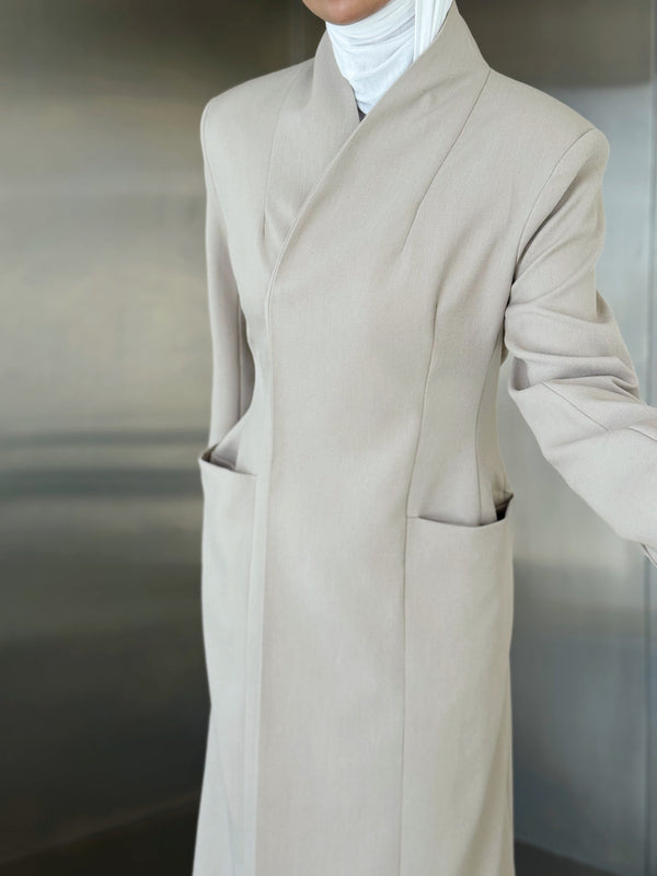 3 Buttons Pocketed Long Blazer