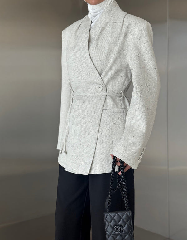 Side Button Belted Blazer