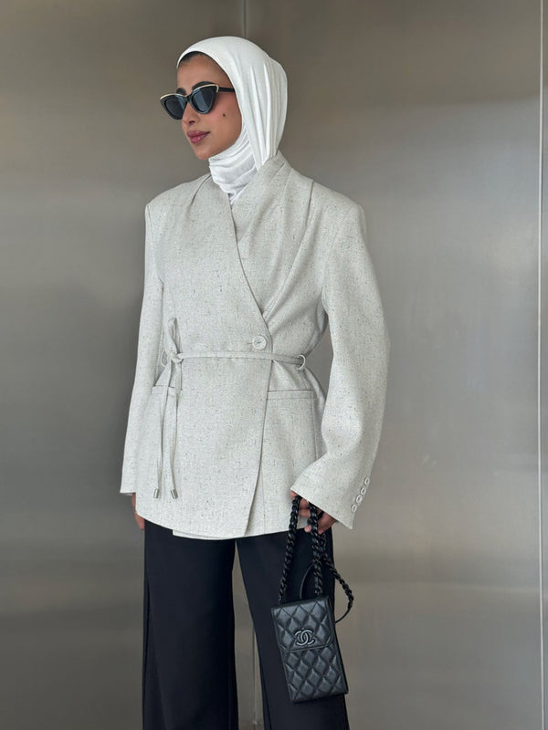 Side Button Belted Blazer