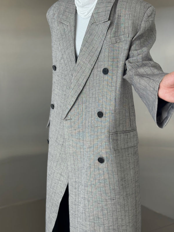Striped Loose Long Blazer