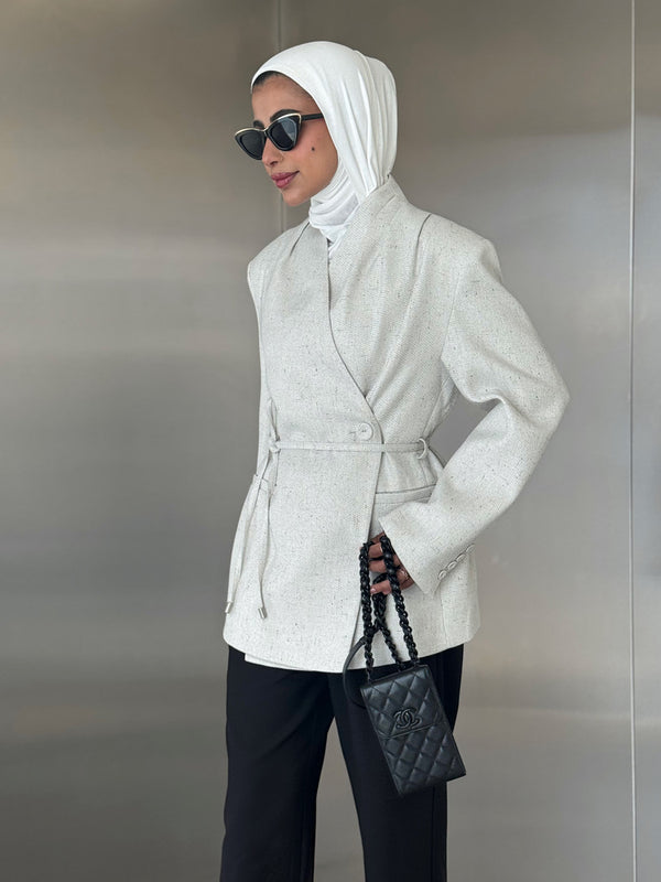 Side Button Belted Blazer