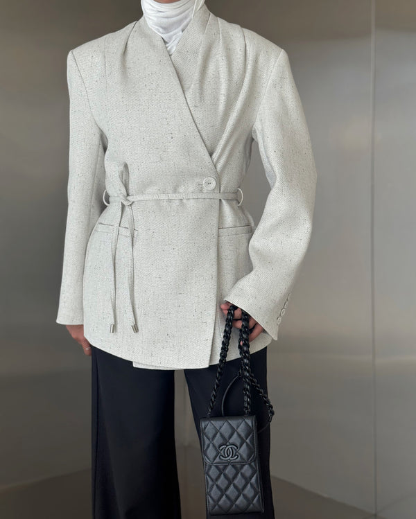 Side Button Belted Blazer