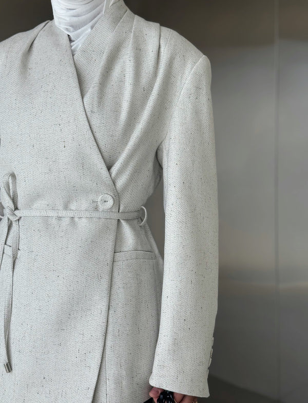 Side Button Belted Blazer