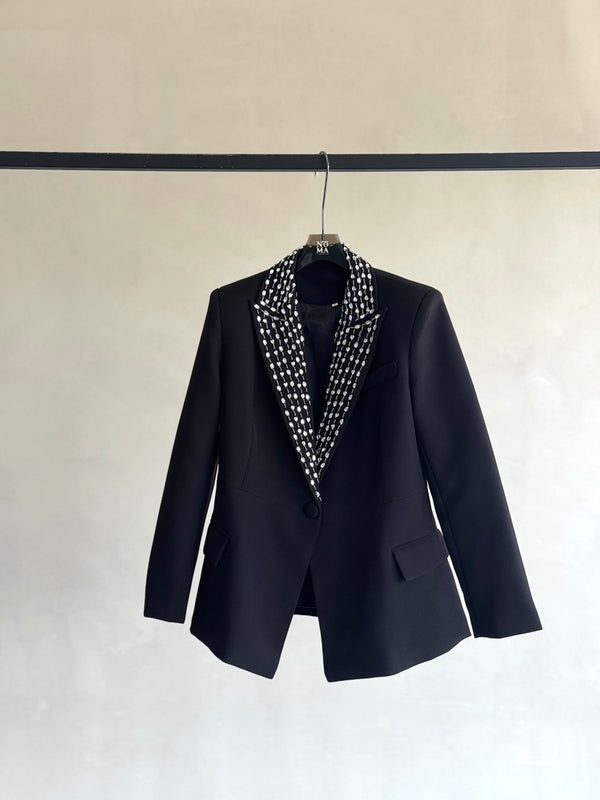 Rhinestone-Collar Blazer