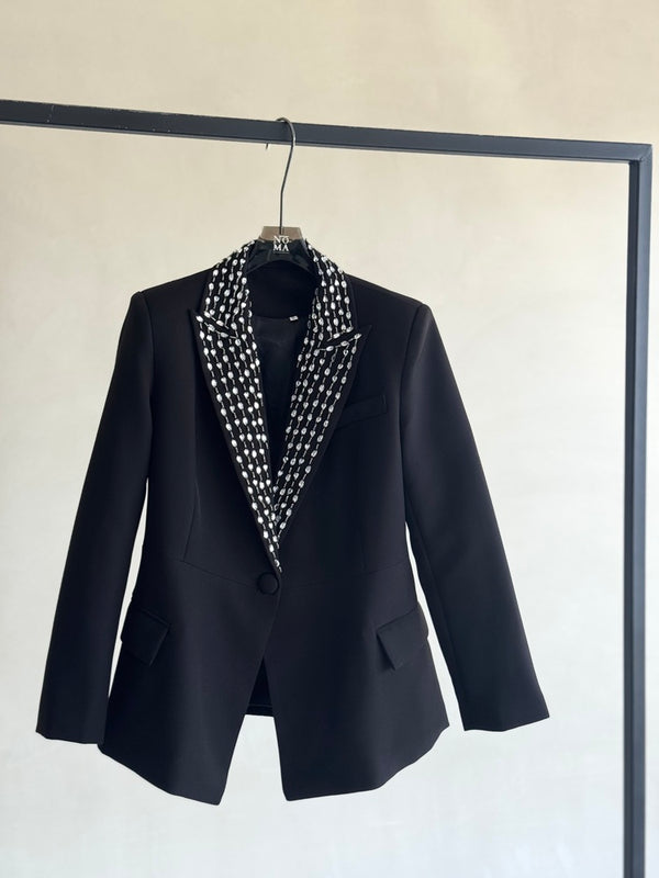 Rhinestone-Collar Blazer
