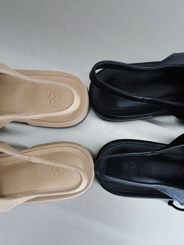 Pointed Lace Up Mules