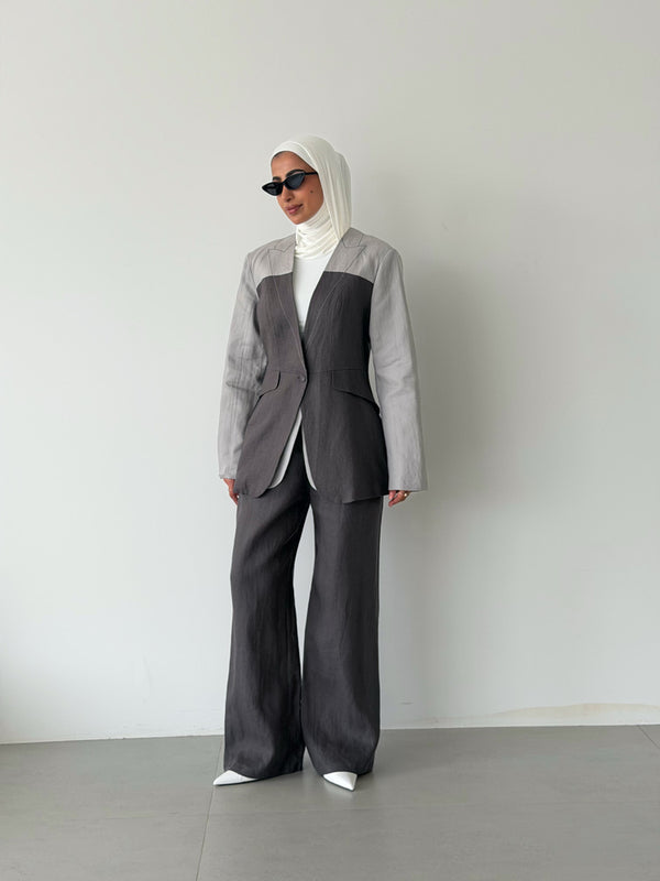 Linen Dual-tone Blazer & Pants