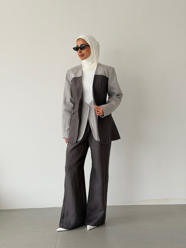 Linen Dual-tone Blazer & Pants