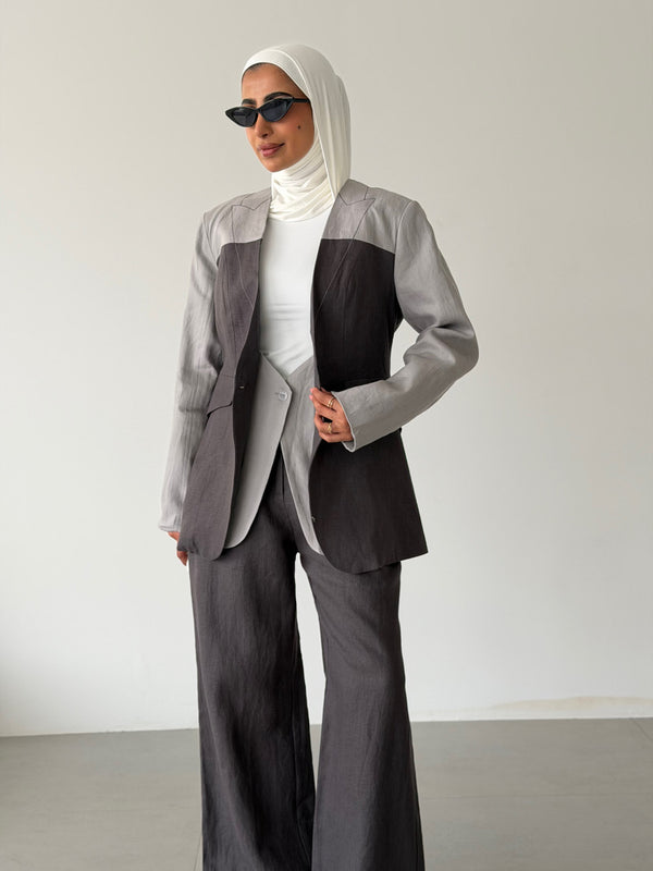 Linen Dual-tone Blazer & Pants
