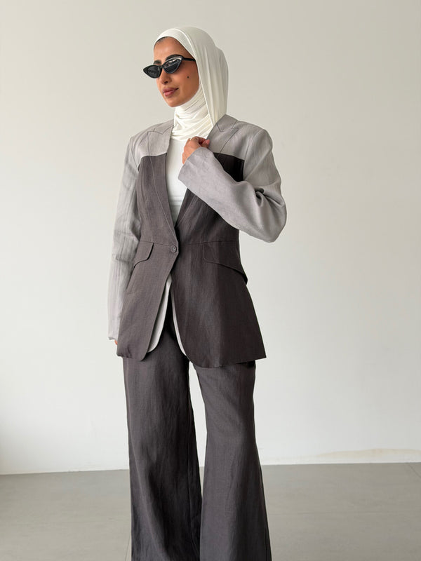 Linen Dual-tone Blazer & Pants
