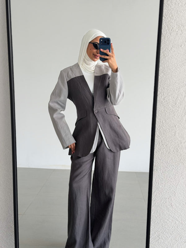 Linen Dual-tone Blazer & Pants