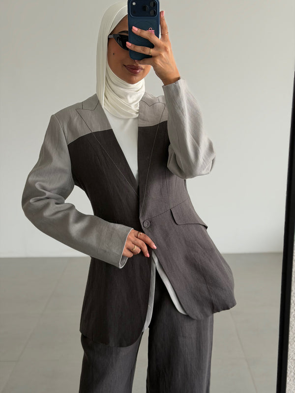 Linen Dual-tone Blazer & Pants