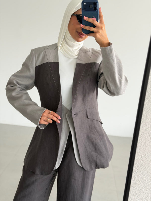 Linen Dual-tone Blazer & Pants