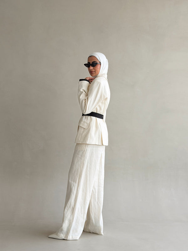 Cutout Black-belted Blazer & Pants