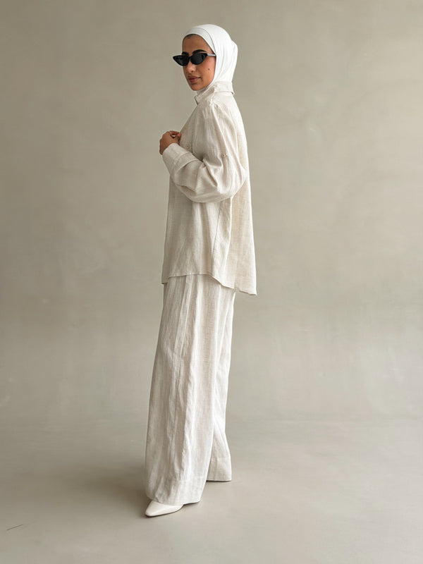 Pocketed-chest Shirt Set