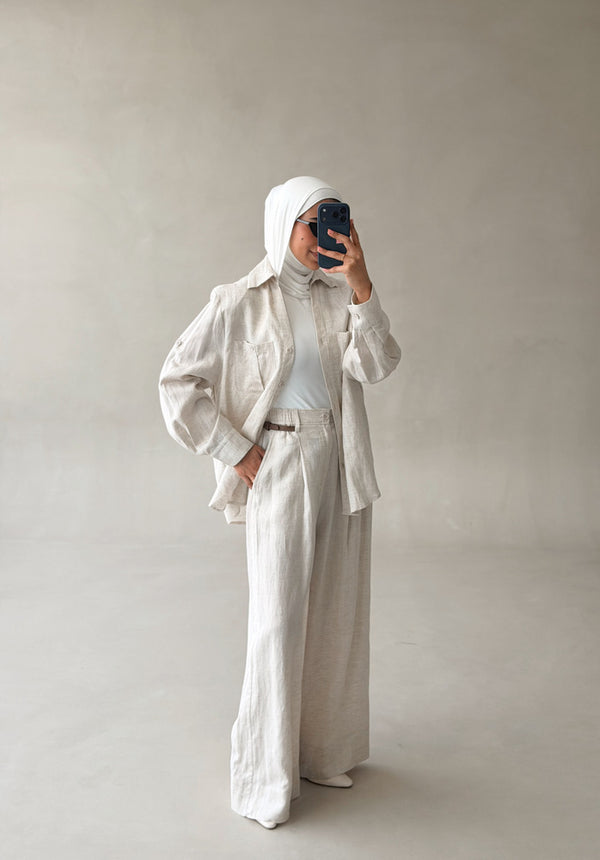 Pocketed-chest Shirt Set