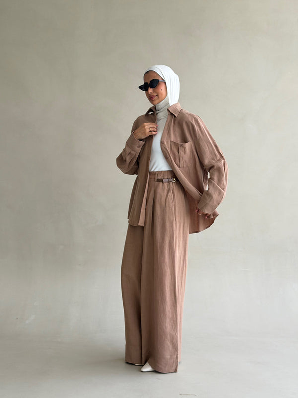 Pocketed-chest Shirt Set