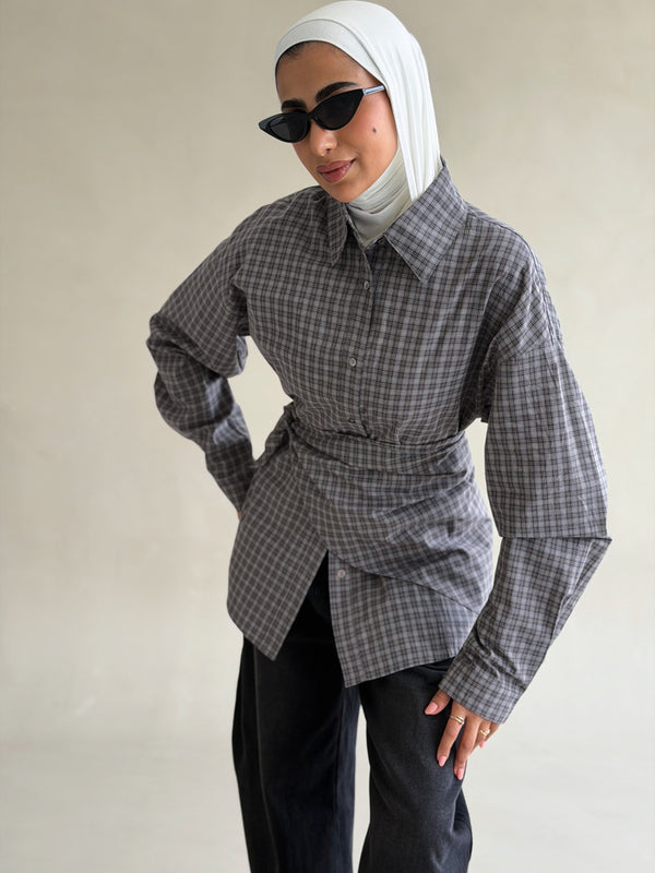 Plaid Cotton Bandana Shirt