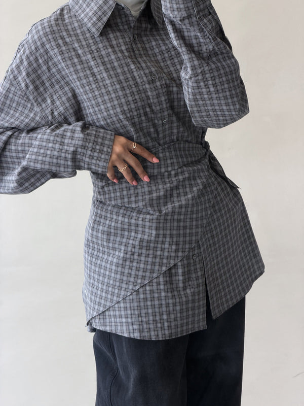 Plaid Cotton Bandana Shirt