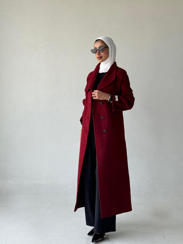 Big Size Belted Thick Coatالسترات الخارجية / المعاطف