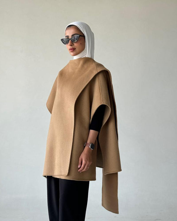 Double Sided Wool Shawl Cloak Coatالسترات الخارجية / المعاطف