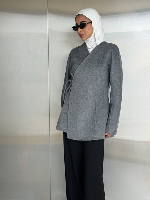 Vneck Blazer Side Tie Woolen