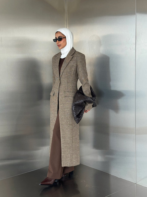 Micro-checked Coat