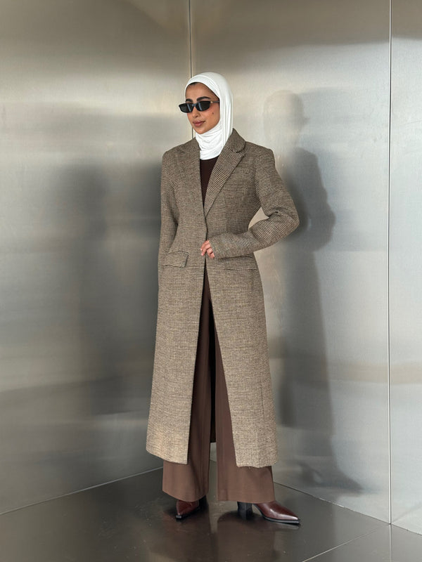 Micro-checked Coat