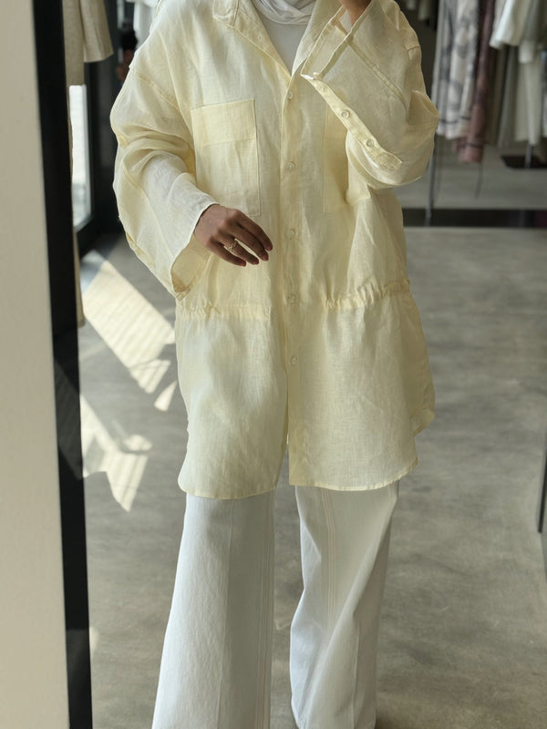 Burr Neck Collared Linen Top