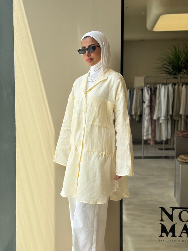 Burr Neck Collared Linen Top