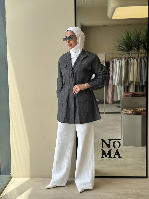 Big Button Stand Collar Top