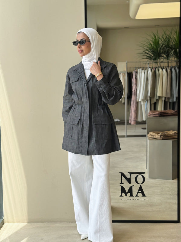 Big Button Stand Collar Top