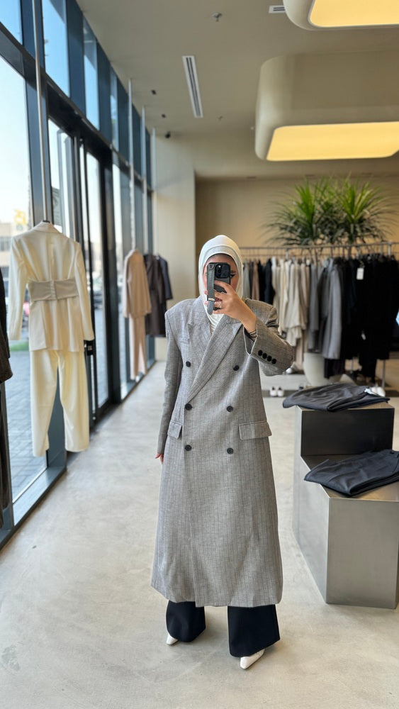 Striped Loose Long Blazer