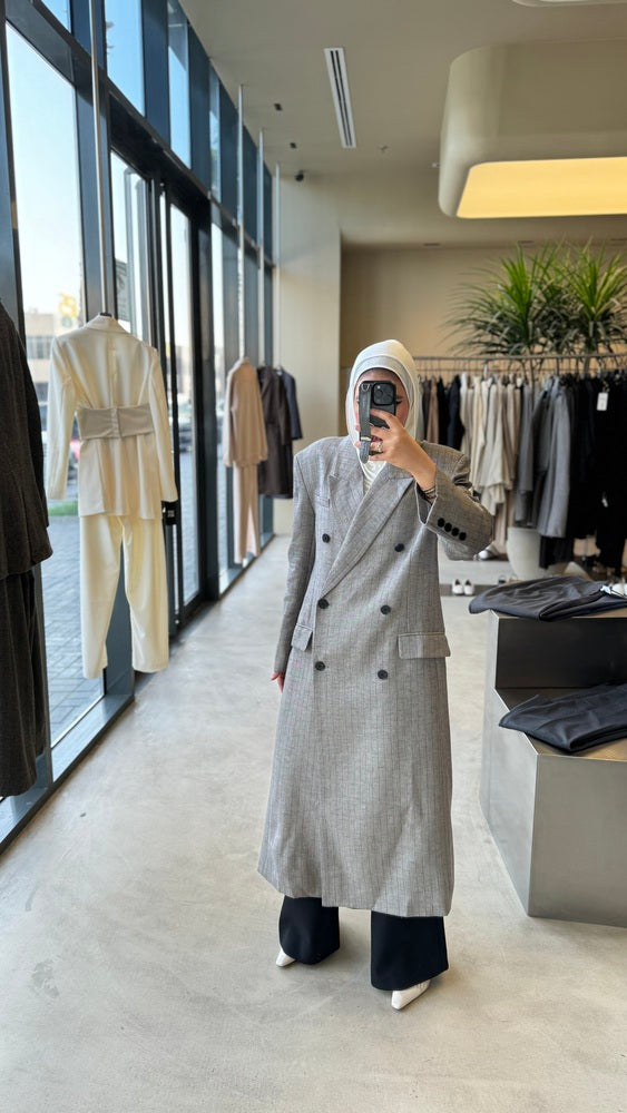 Striped Loose Long Blazer